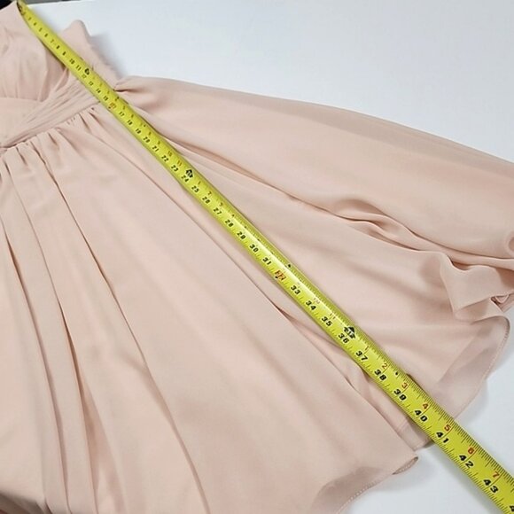 Tulle & Chantilly Women's Blush Chiffon Bridesmaid Dress V Neck Flowy Size 12 - Picture 14 of 14